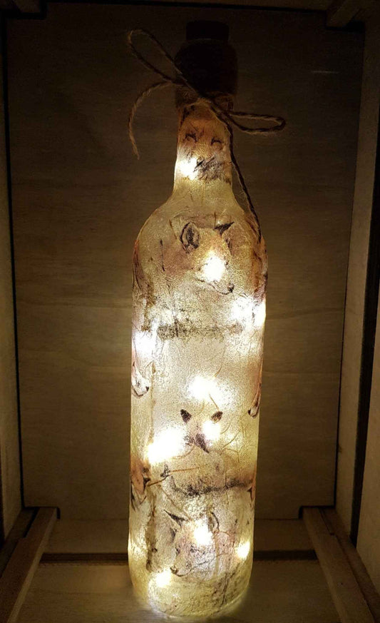 Fox Bottle Lamp | Decoupage LED Lighting | Quantock Inspiration