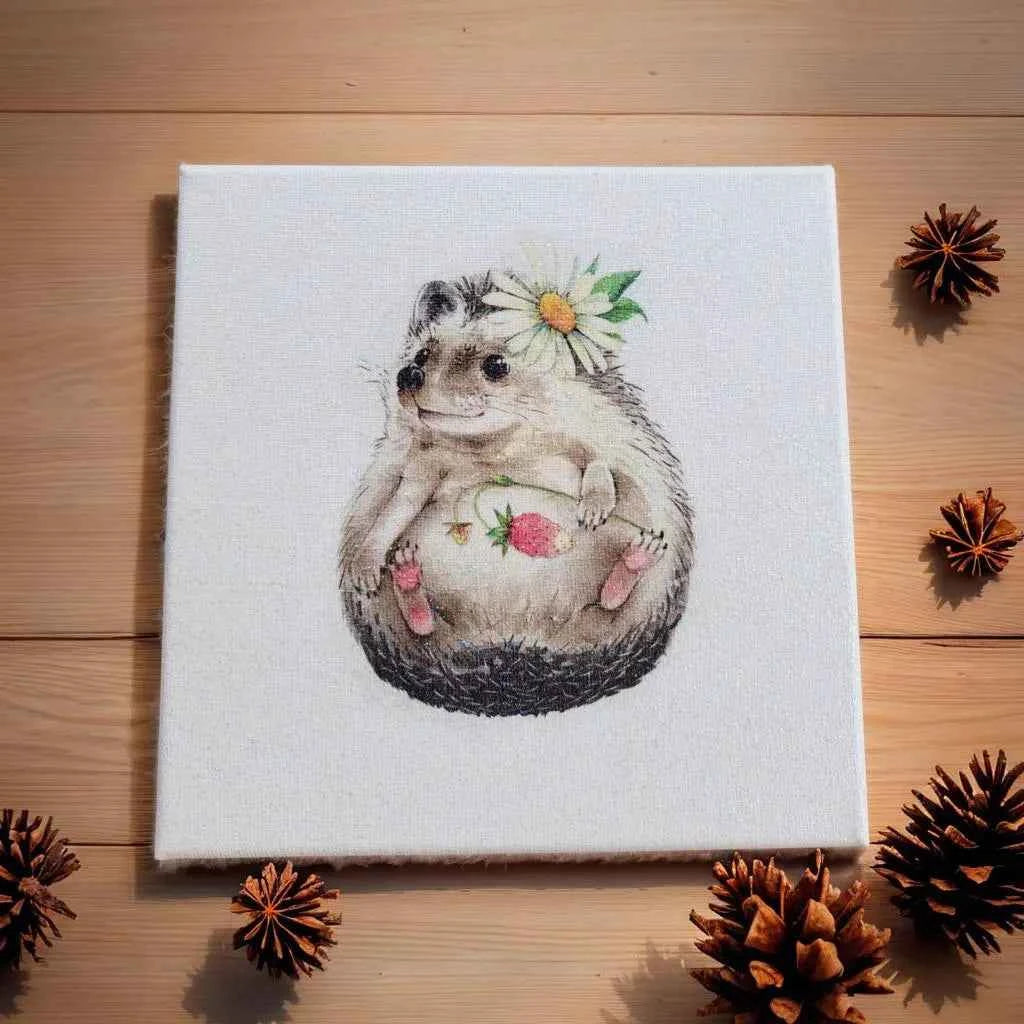 Hedgehog Wall Art | Decoupage on Canvas | Quantock Inspiration