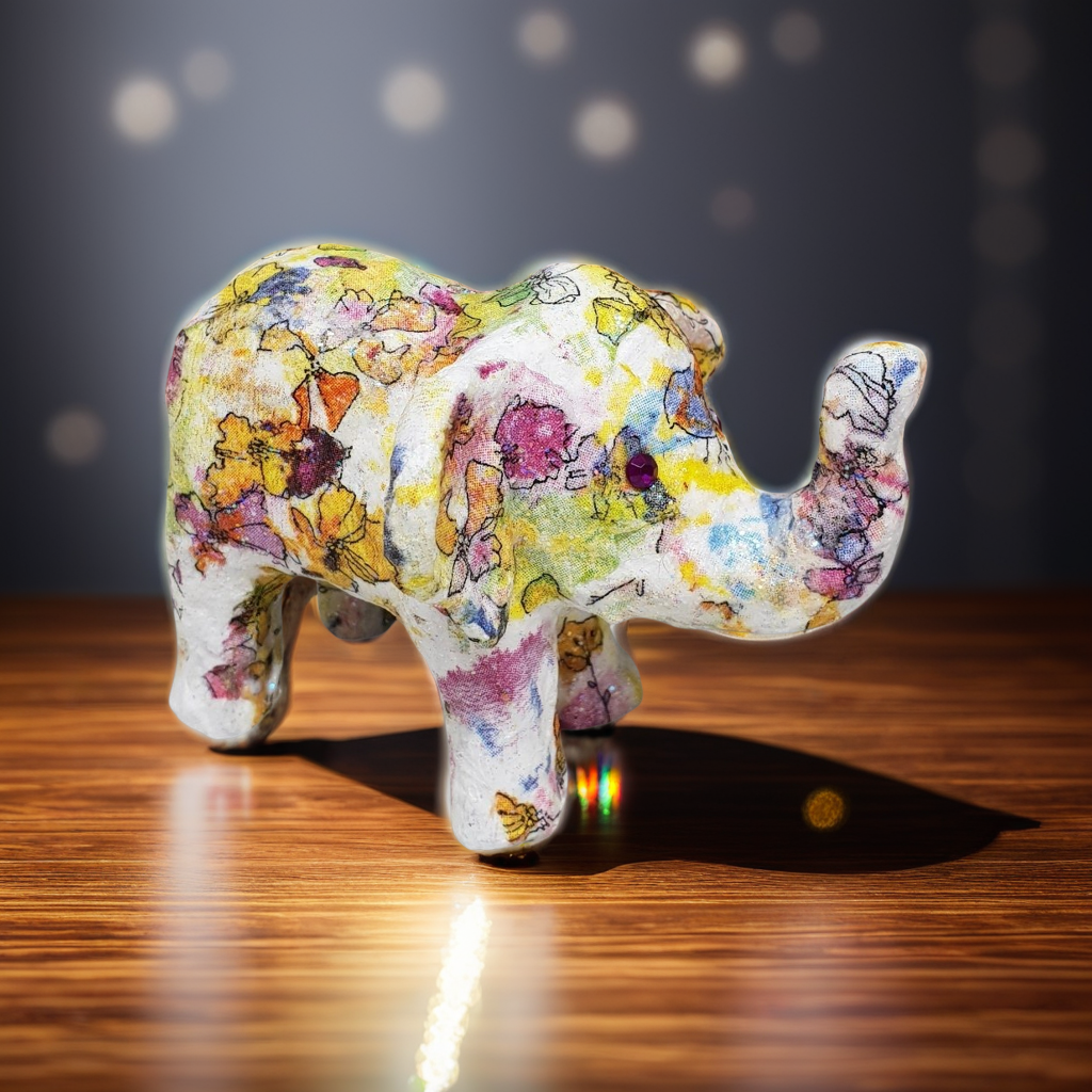 Elephant Ring Display | Handmade Floral Decoupage | Quantock Inspiration