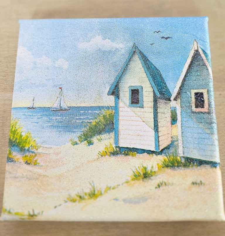 Coastal Beach Wall Art Set | Handmade Decoupage Canvas Trio | Quantock Inspiration