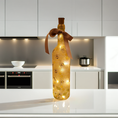 Bumble Bee Bottle Lamp | Decoupage LED Light | Quantock Inspiration