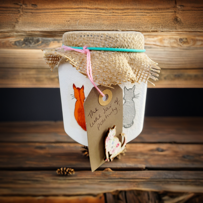Cat Themed Mindfulness Gift Jar | Decoupage Wellness Gift | Quantock Inspiration