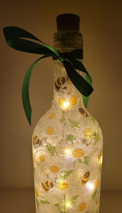 Decoupage Bumble Bee and Daisies Bottle Lamp - Quantock Inspiration