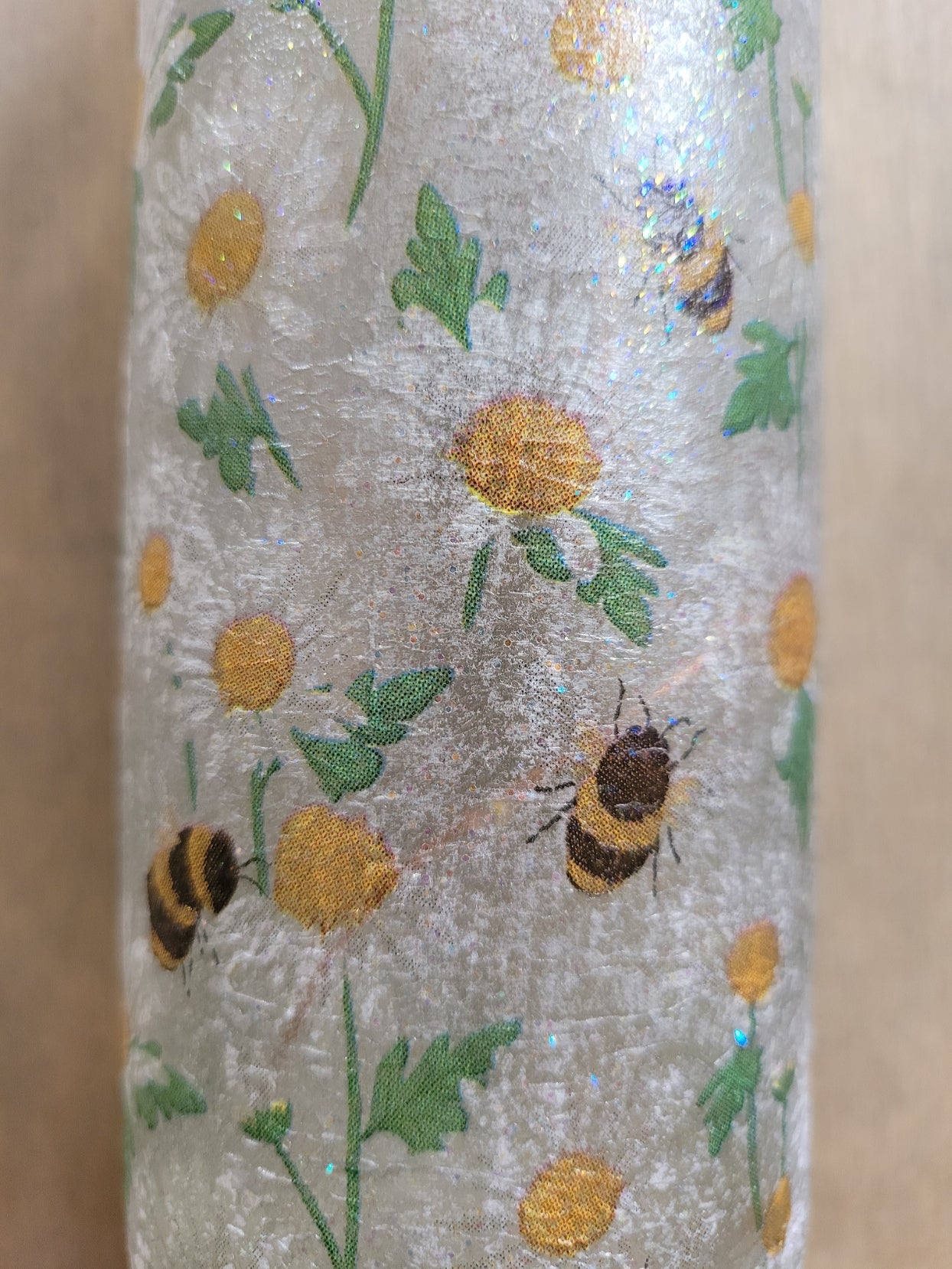 Decoupage Bumble Bee and Daisies Bottle Lamp - Quantock Inspiration