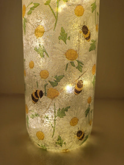Decoupage Bumble Bee and Daisies Bottle Lamp - Quantock Inspiration