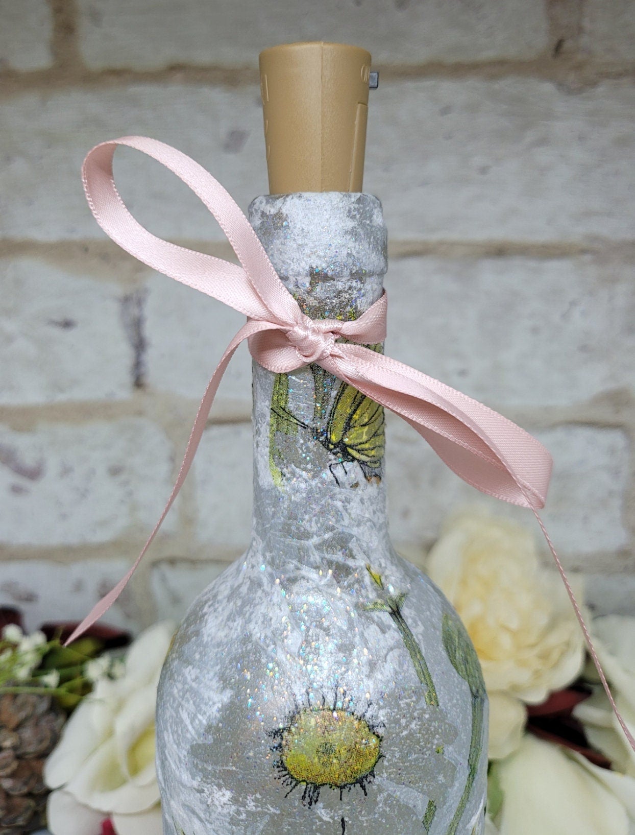 Decoupage Bumble Bee and Daisies Bottle Lamp - Quantock Inspiration