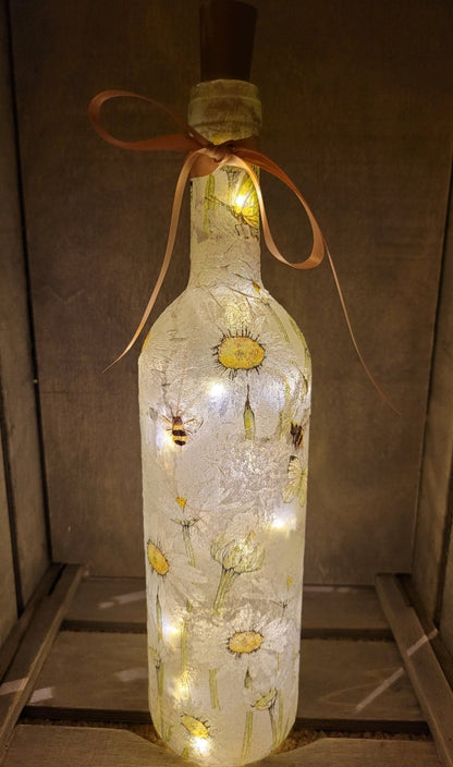 Decoupage Bumble Bee and Daisies Bottle Lamp - Quantock Inspiration