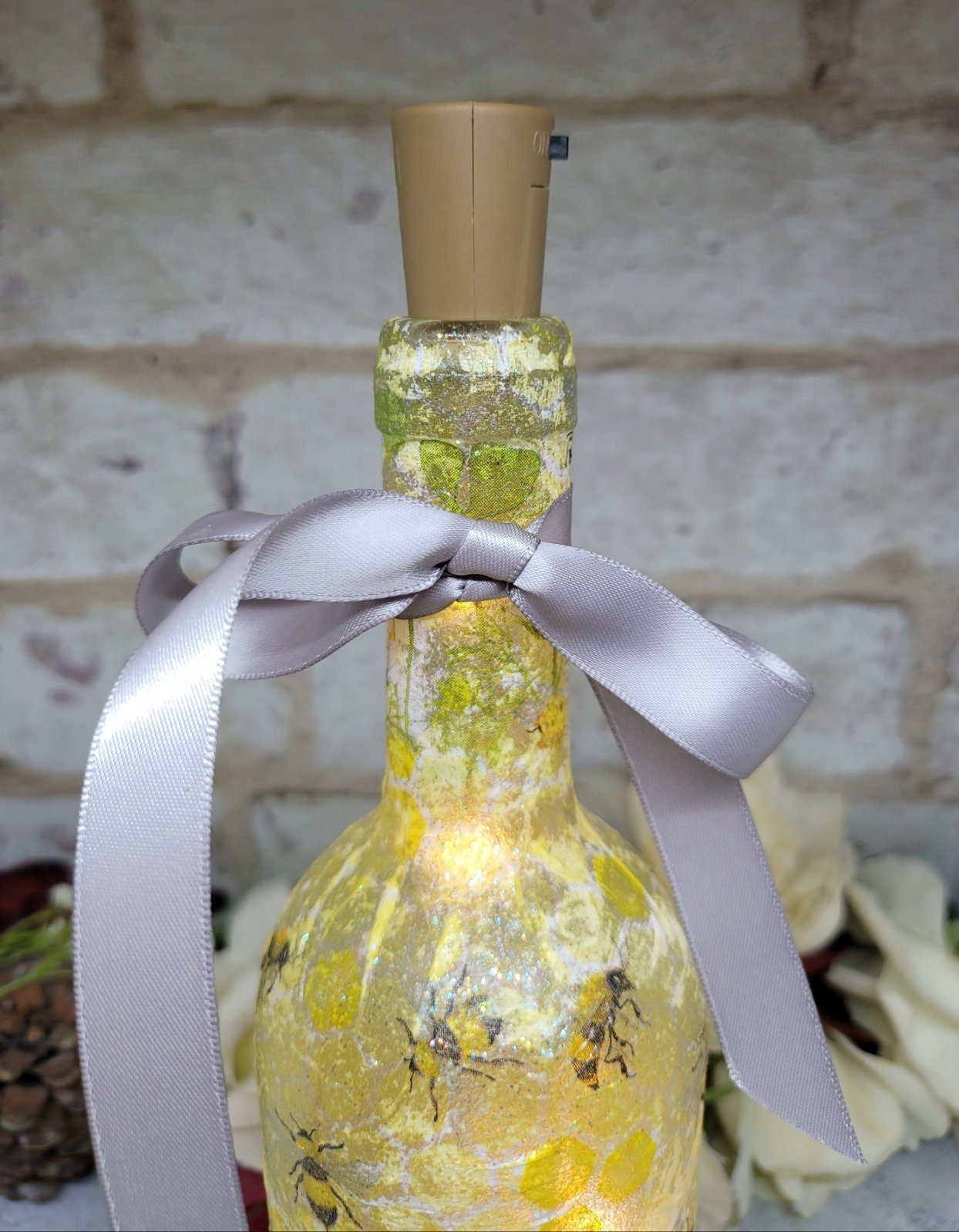 Decoupage Bumble Bee Bottle Light - Quantock Inspiration