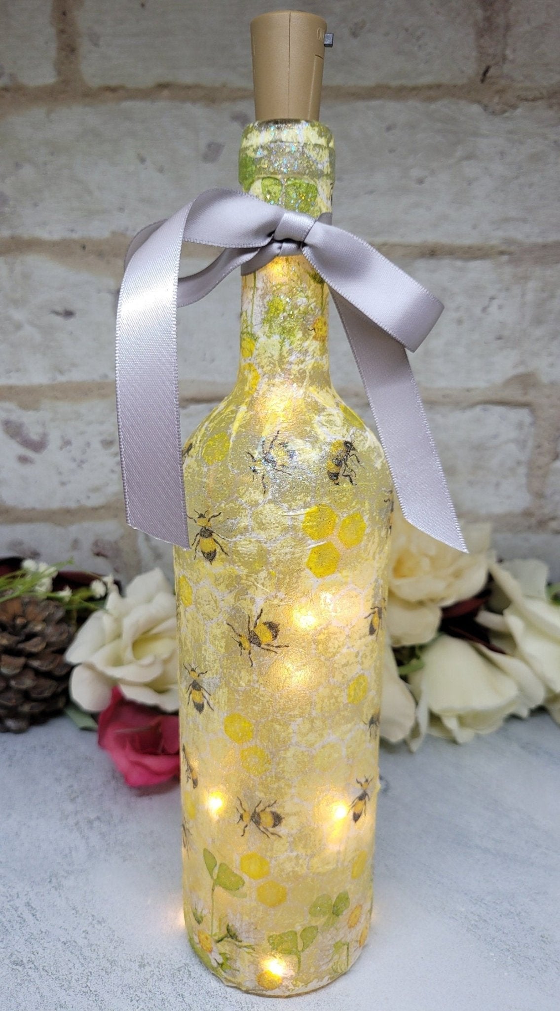 Decoupage Bumble Bee Bottle Light - Quantock Inspiration