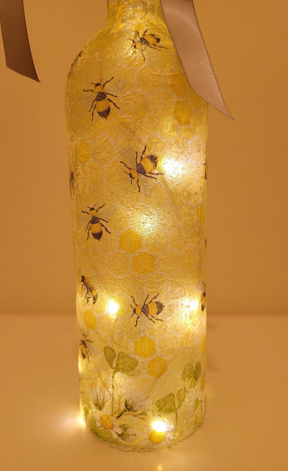 Decoupage Bumble Bee Bottle Light - Quantock Inspiration