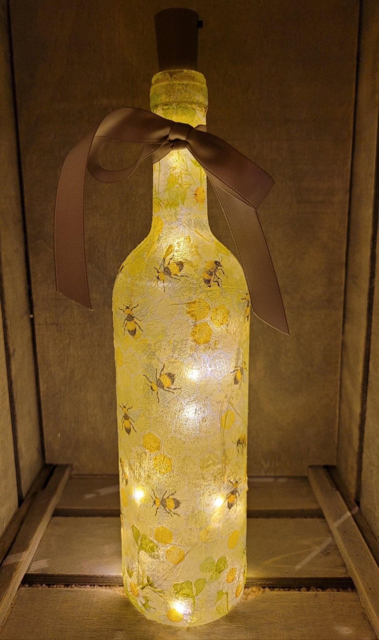 Decoupage Bumble Bee Bottle Light - Quantock Inspiration