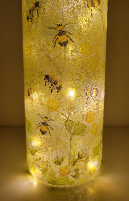 Decoupage Bumble Bee Bottle Light - Quantock Inspiration