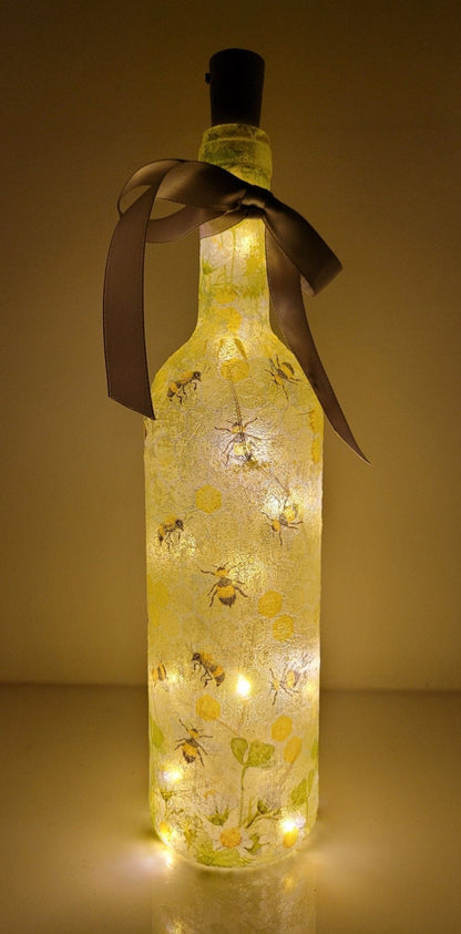 Decoupage Bumble Bee Bottle Light - Quantock Inspiration