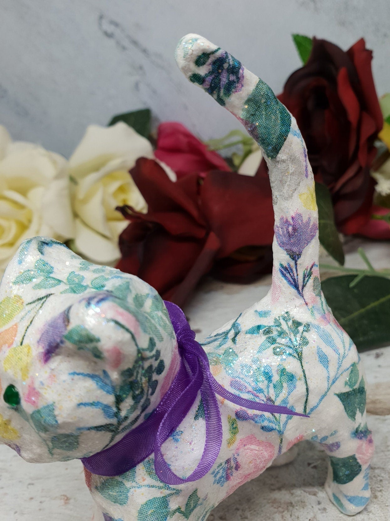Decoupage Cat Ring Holder - Quantock Inspiration