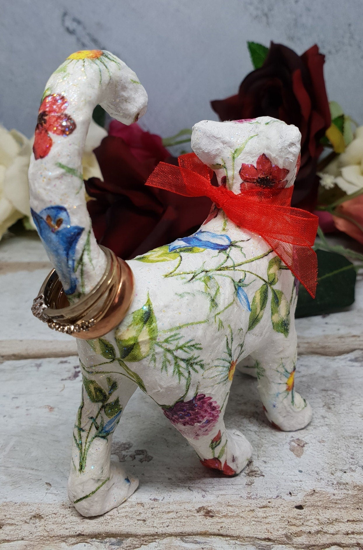 Decoupage Cat Ring Tidy - Quantock Inspiration