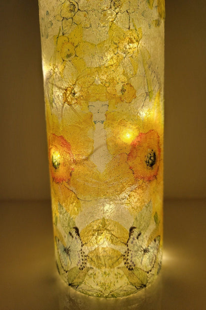 Decoupage Daffodil Wine Bottle Lamp - Quantock Inspiration