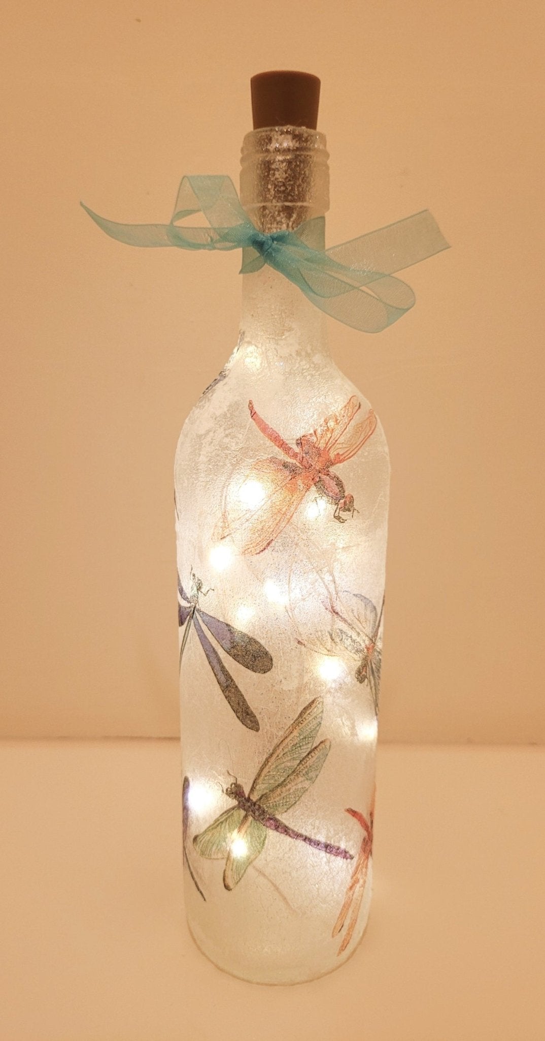 Decoupage Dragonfly Bottle Lamp - Quantock Inspiration