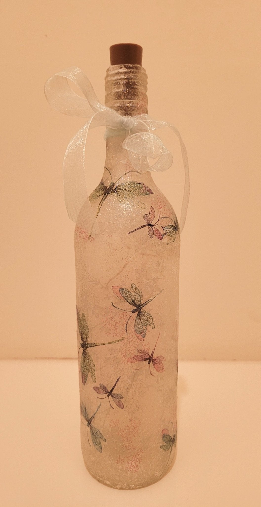 Decoupage Dragonfly Wine Bottle Lamp - Quantock Inspiration