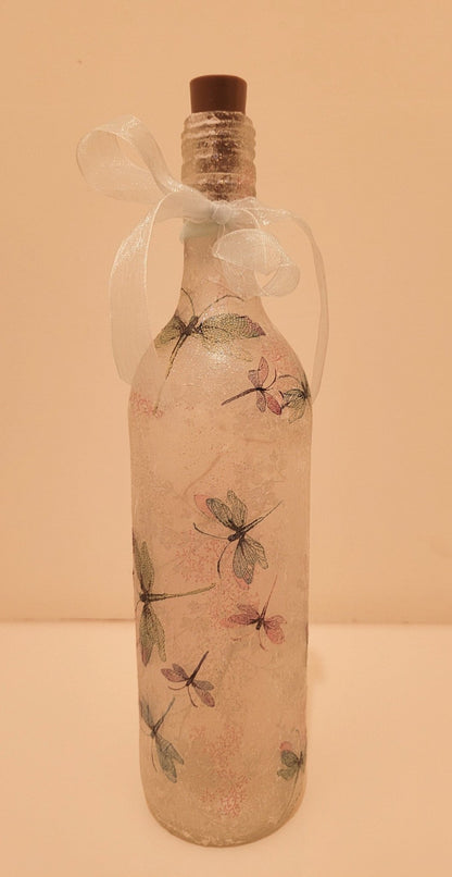 Decoupage Dragonfly Wine Bottle Lamp - Quantock Inspiration