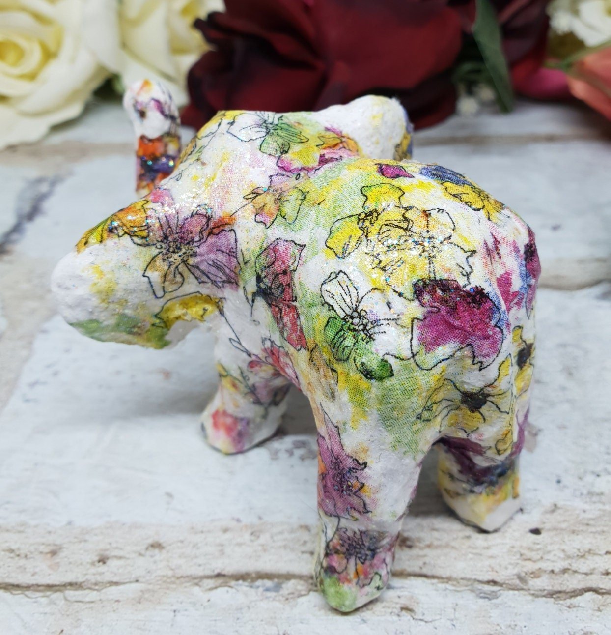 Decoupage Elephant Ring Display - Quantock Inspiration