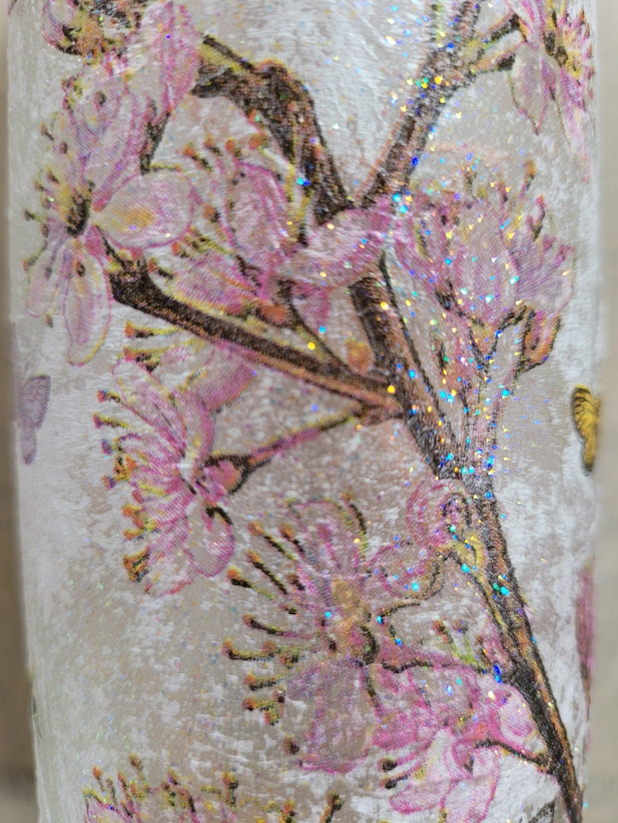 Decoupage Flower Butterfly Bottle Lamp - Quantock Inspiration