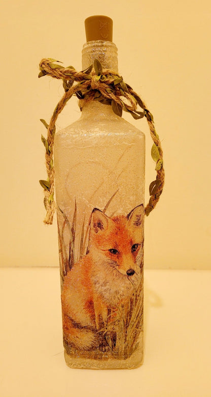 Decoupage Fox Bottle Lamp - Quantock Inspiration
