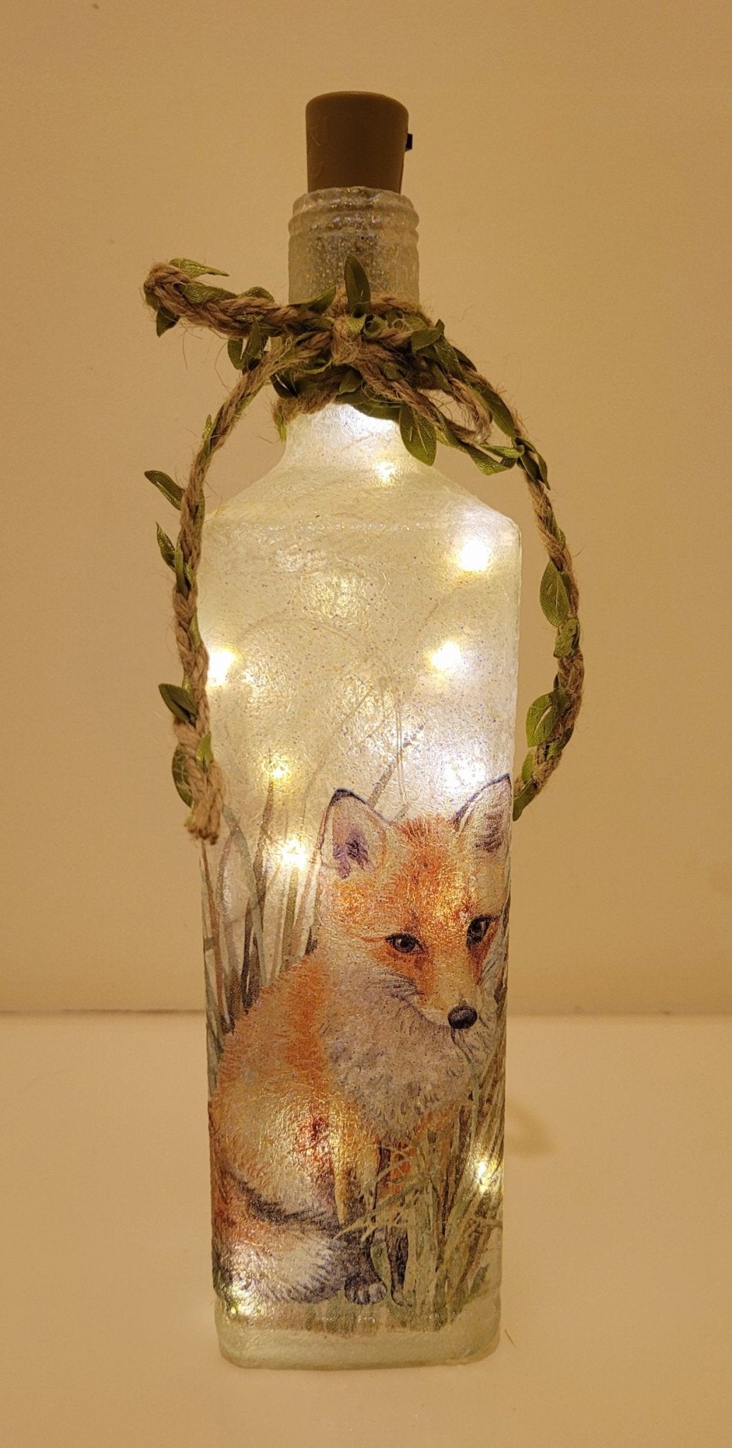 Decoupage Fox Bottle Lamp - Quantock Inspiration