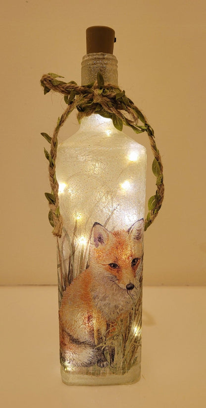 Decoupage Fox Bottle Lamp - Quantock Inspiration