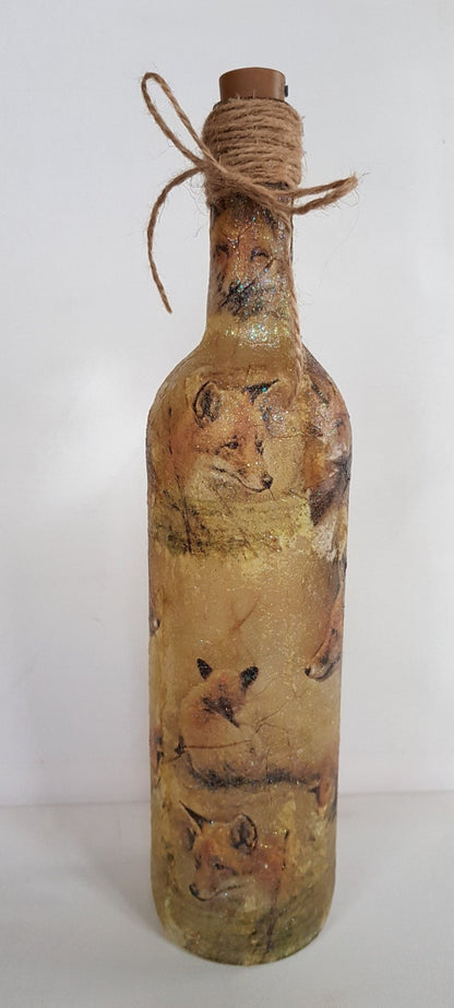 Decoupage Fox Light Up Bottle - Quantock Inspiration