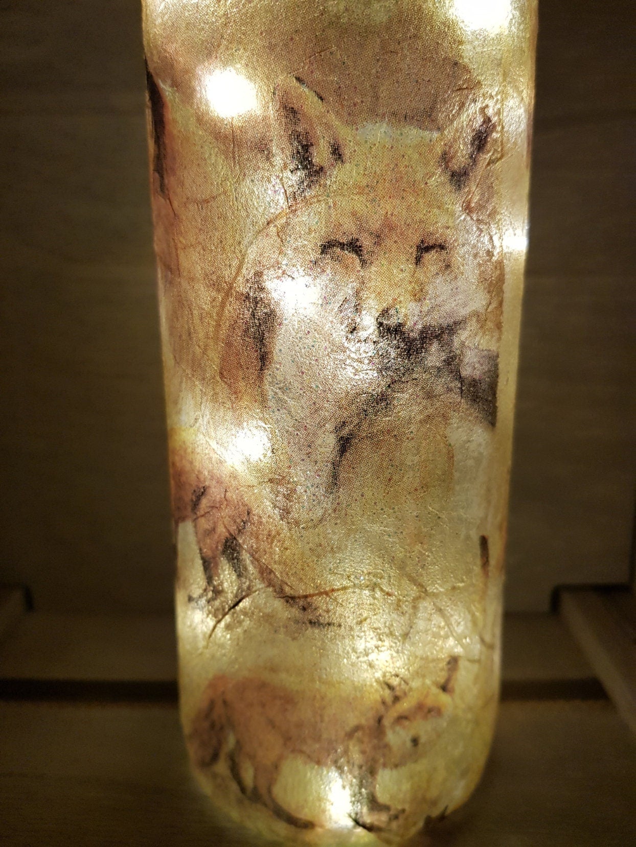Decoupage Fox Light Up Bottle - Quantock Inspiration