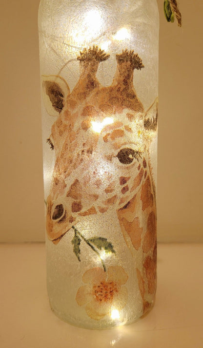 Decoupage Giraffe Bottle Lamp with Jute twine - Quantock Inspiration