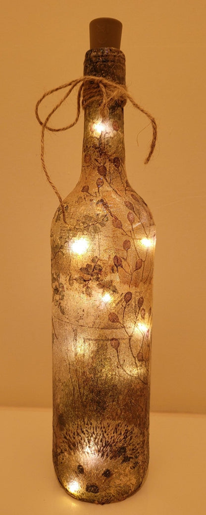 Decoupage Hedgehog Bottle Lamp - Quantock Inspiration