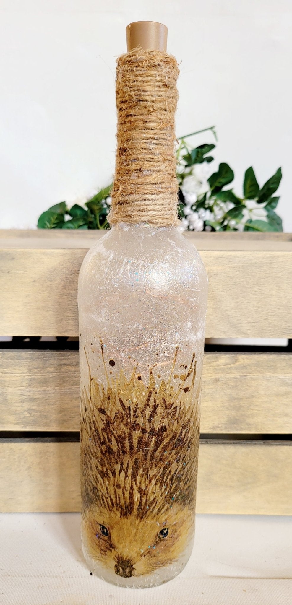 Decoupage Hedgehog String Bottle Lamp - Quantock Inspiration
