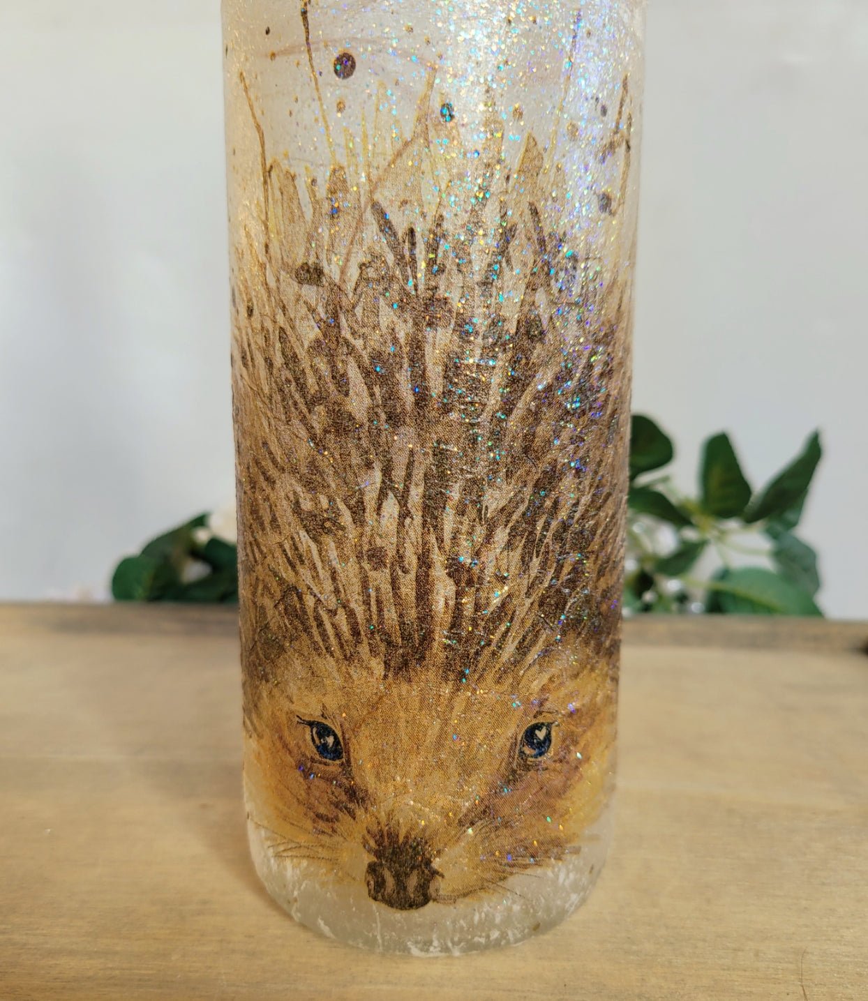 Decoupage Hedgehog String Bottle Lamp - Quantock Inspiration