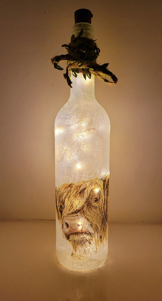 Decoupage Highland Cows Bottle Lamp - Quantock Inspiration