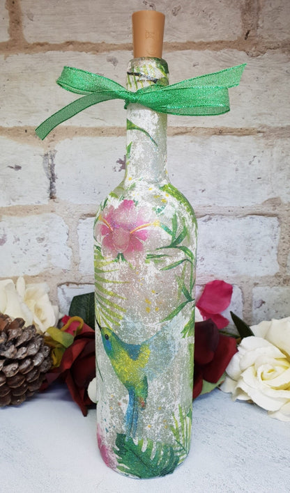 Decoupage Hummingbird Bottle Lamp - Quantock Inspiration