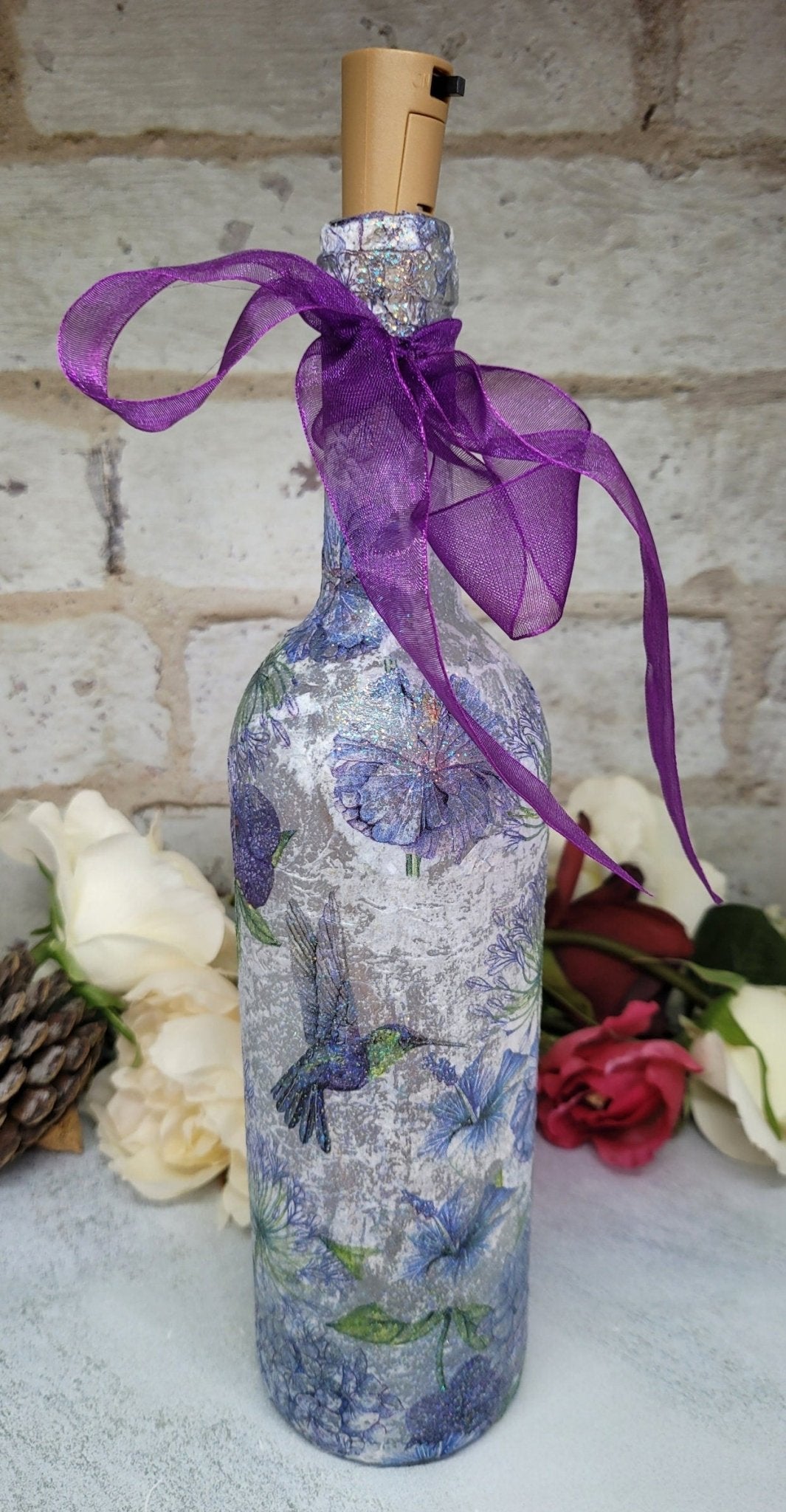 Decoupage Hummingbird Bottle Lamp - Quantock Inspiration