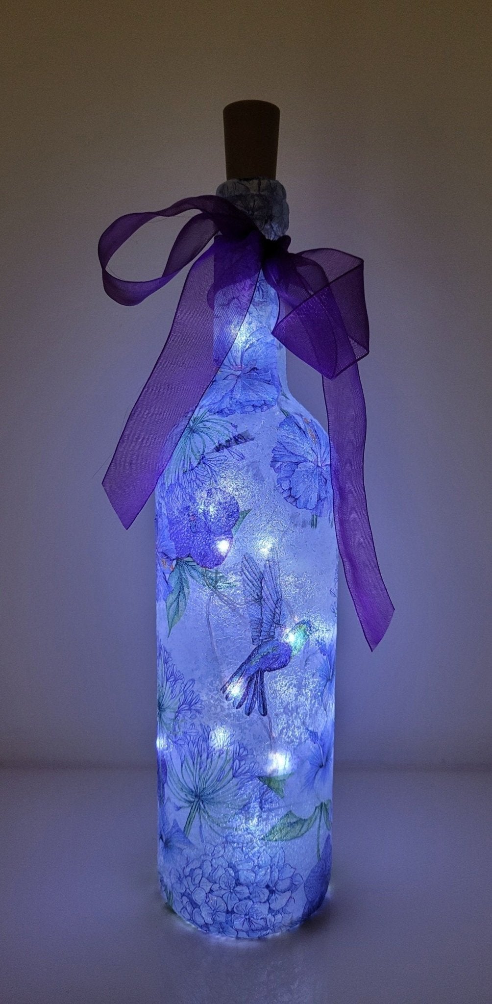 Decoupage Hummingbird Bottle Lamp - Quantock Inspiration