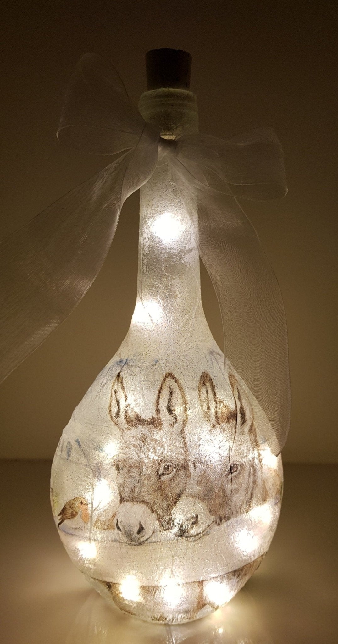 Decoupage Light Up Donkey Bottle - Quantock Inspiration