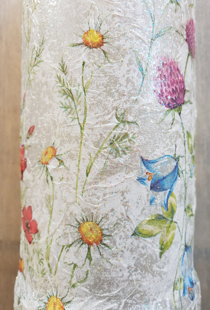 Decoupage Meadow Flower Bottle Lamp - Quantock Inspiration