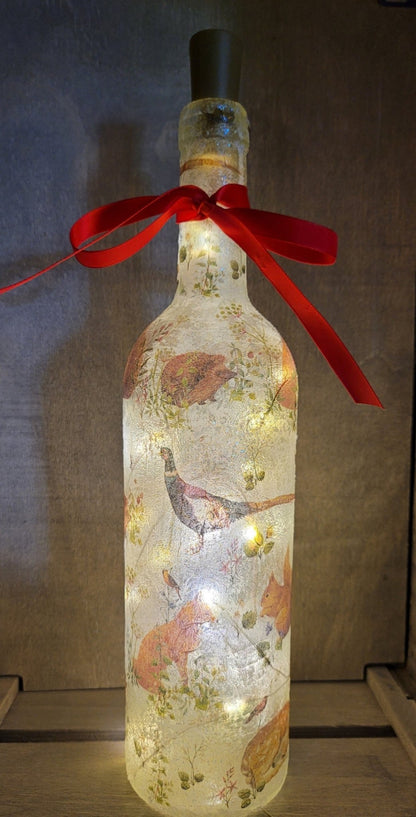 Decoupage Nature Bottle Lamp - Quantock Inspiration