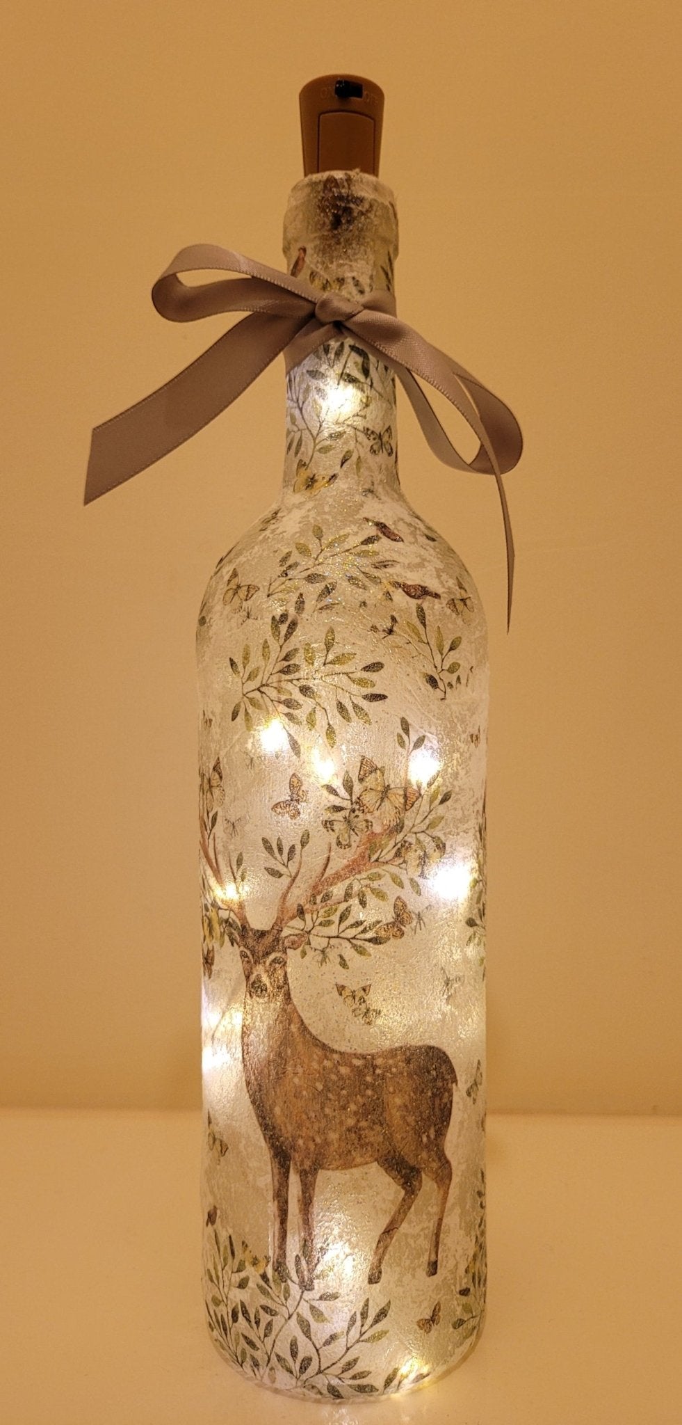 Decoupage Stag Bottle Lamp - Quantock Inspiration