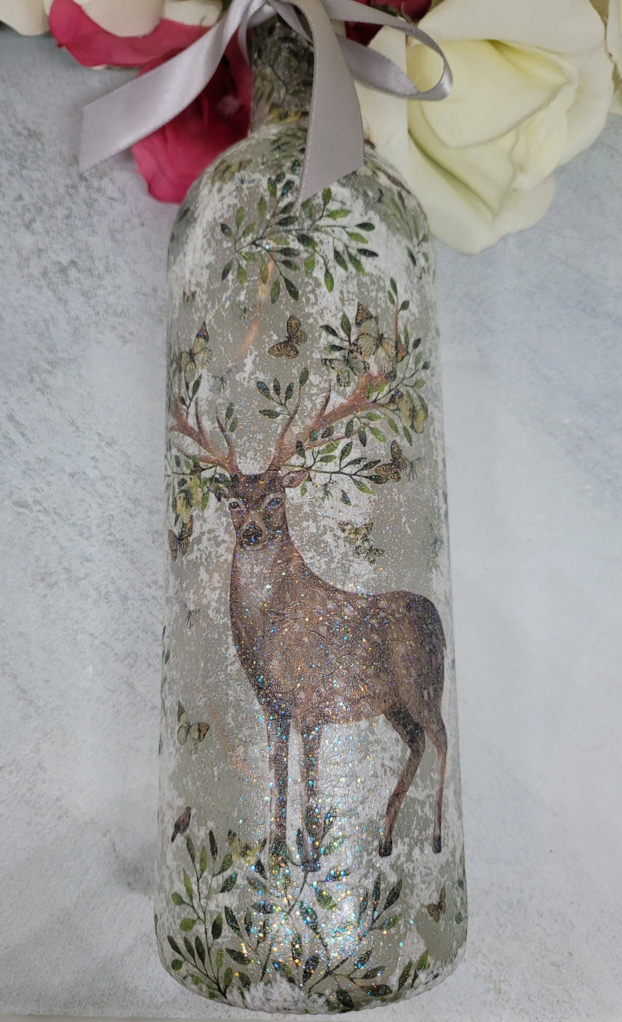 Decoupage Stag Bottle Lamp - Quantock Inspiration