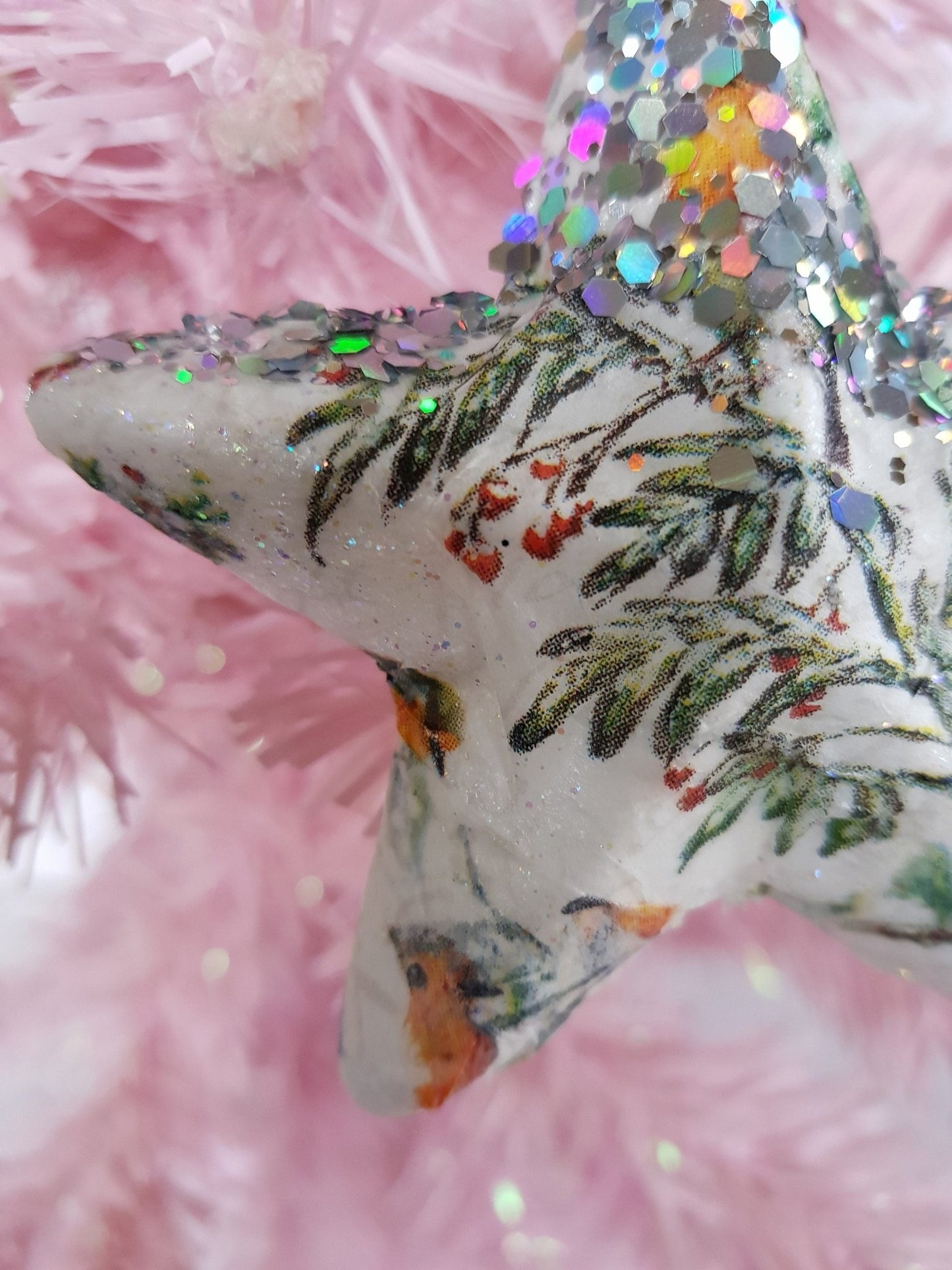 Decoupage Star Christmas Baubles - Quantock Inspiration