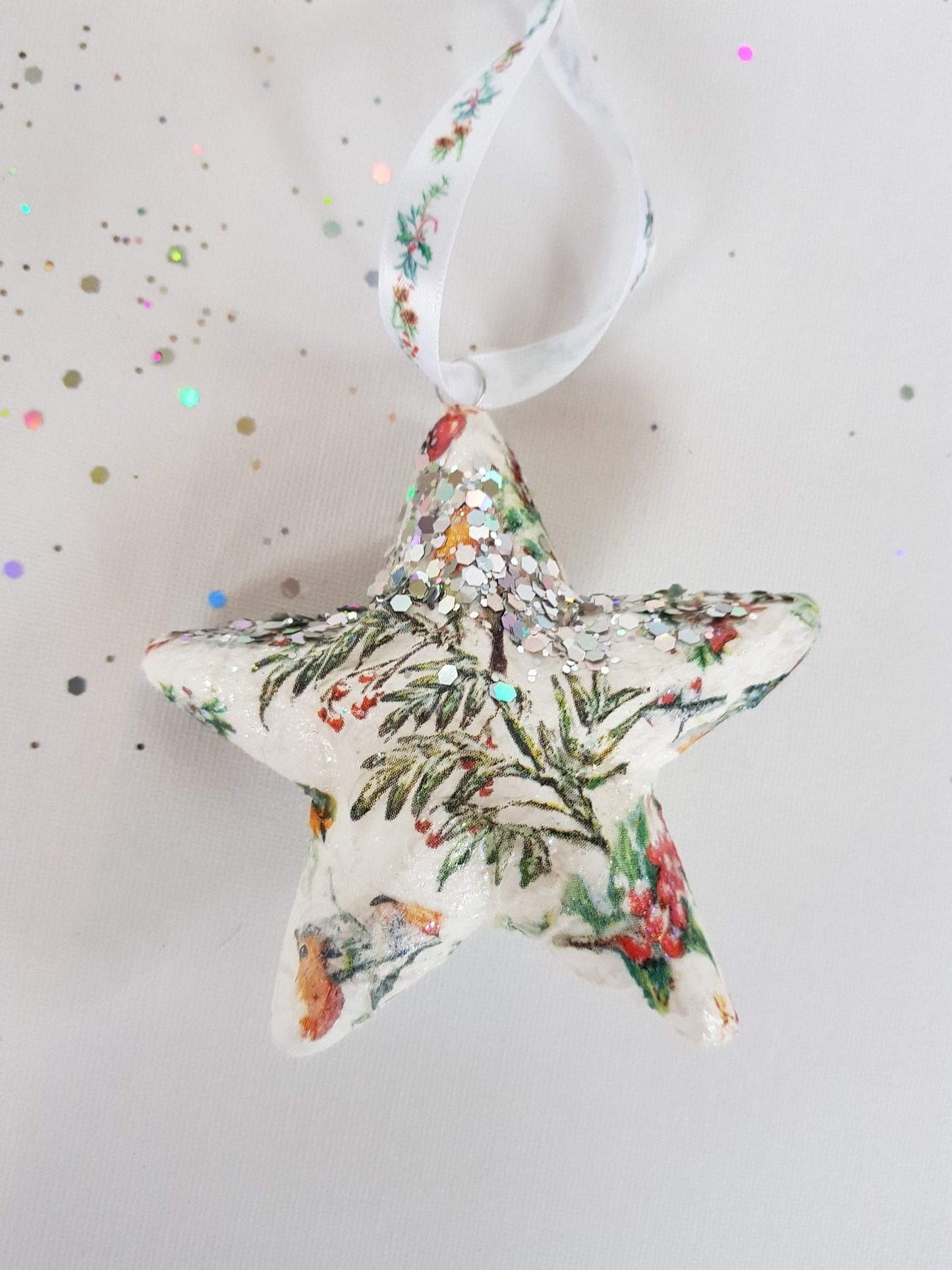 Decoupage Star Christmas Baubles - Quantock Inspiration