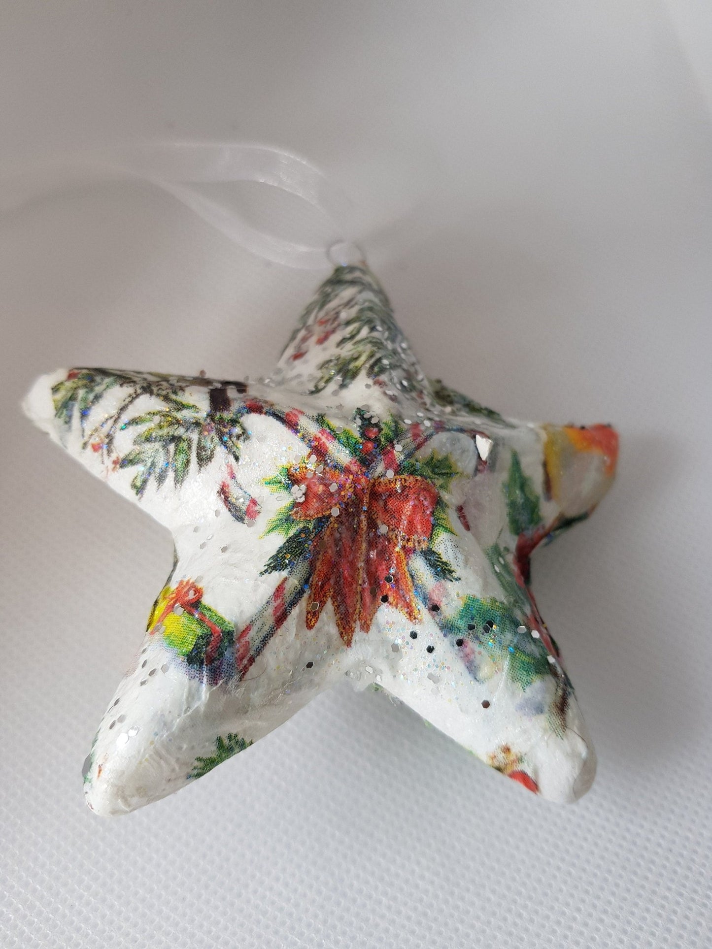 Decoupage Star Christmas Baubles - Quantock Inspiration