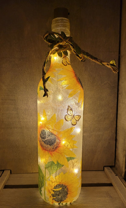 Decoupage Sunflower Bottle Lamp - Quantock Inspiration