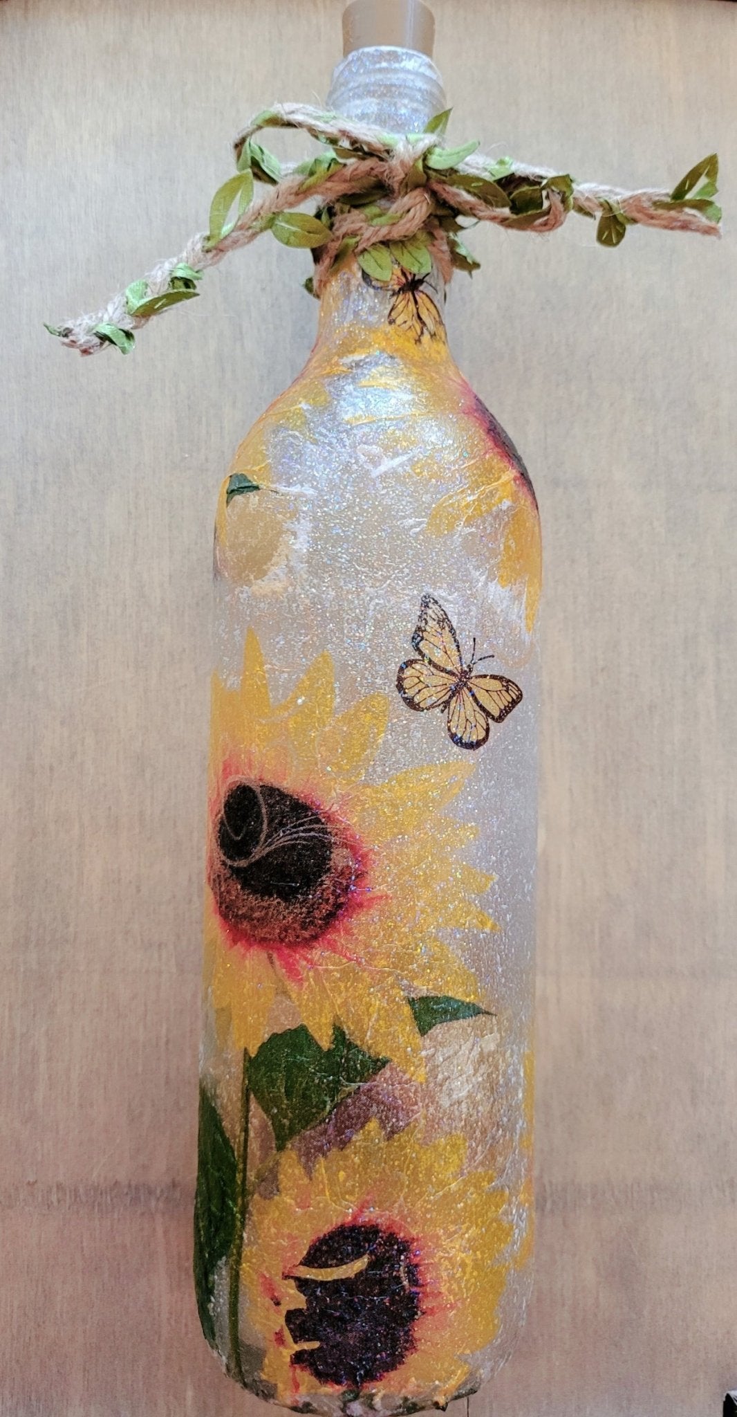 Decoupage Sunflower Bottle Lamp - Quantock Inspiration