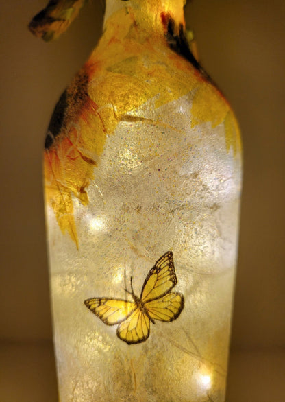 Decoupage Sunflower Bottle Lamp - Quantock Inspiration