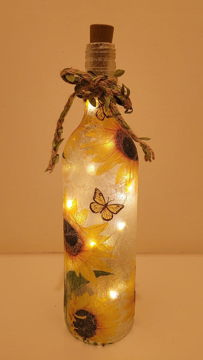 Decoupage Sunflower Bottle Lamp - Quantock Inspiration